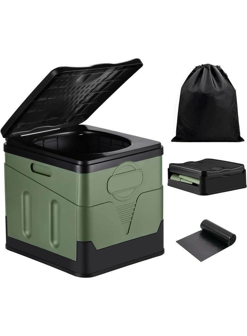 AoMige Portable Folding Camping Toilet,Vehicle-Mounted Emergency Potty with Lid,Waterproof Outdoor Commode Travel Commode with 12 Biodegradable Bags for Camping Hiking Long Distance Travel Traffic Jams - Image 1